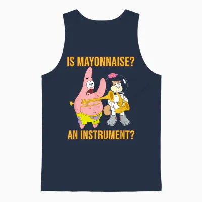 Mademark X Spongebob Squarepants - Patrick & Sandy - Is Mayonnaise an Instrument? Unisex Tank Top - Navy