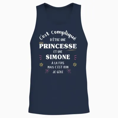 Women's Princess Humour Gift Personalised Name Simone Unisex Tank Top - Navy
