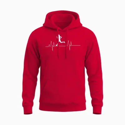 Running Woman Heartbeat Unisex Hoodie - Red