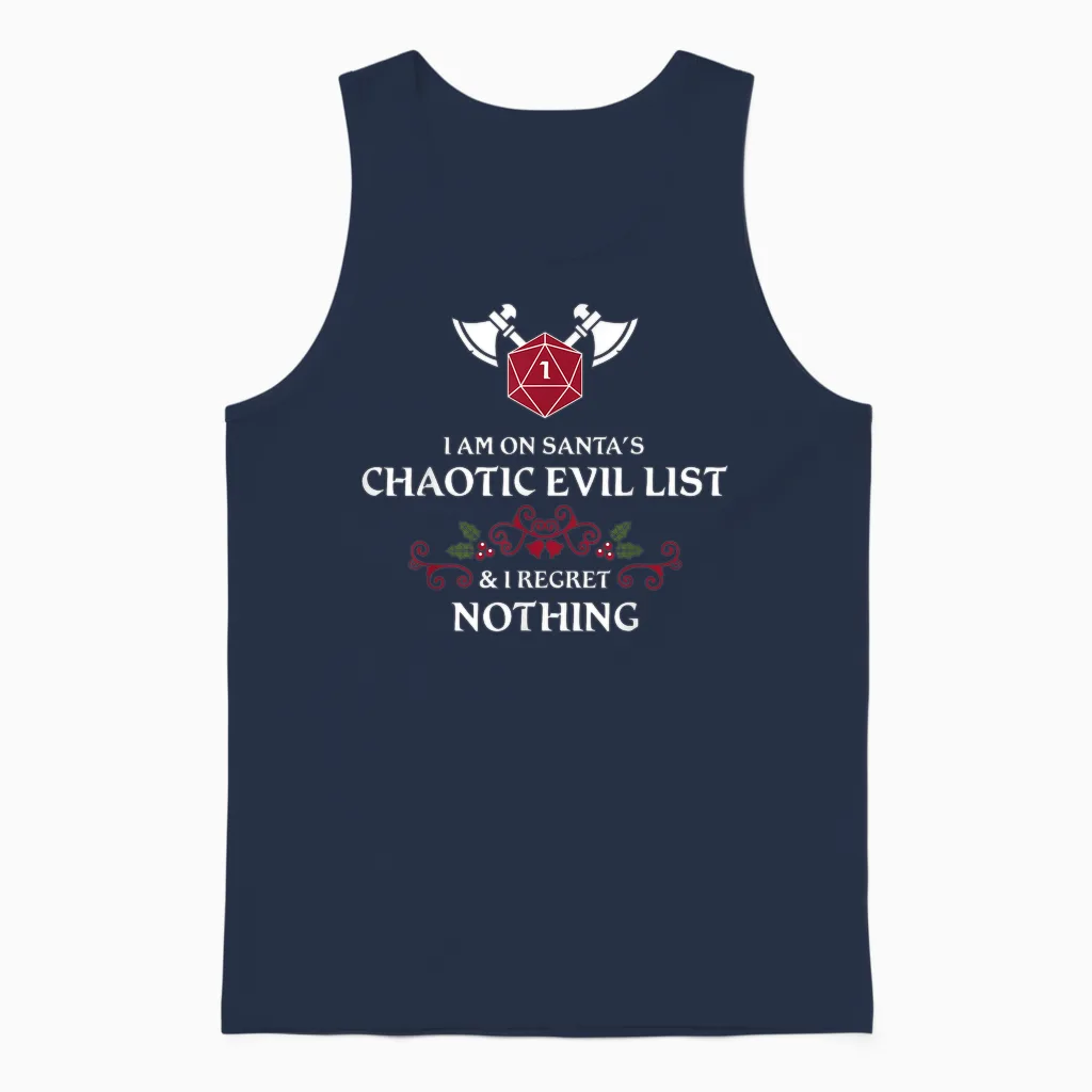 Santa's Chaotic Evil List Tabletop Rpg D20 Funny Christmas Unisex Tank Top in Navy