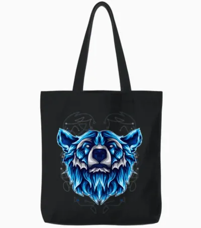 Bear Head Vintage Retro Tote Bags - Black
