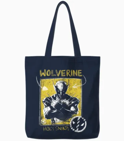 Marvel Deadpool & Wolverine Holy Snikt Wolverine T-Shirt, Black, S Tote Bags - Navy