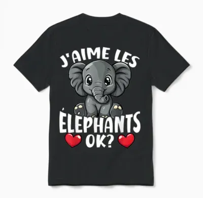 I Love the Elephants Ok? Cute Elephant T-Shirt, Black, S Unisex T-Shirt - Black