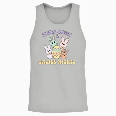 Retro Bunny Kisses Retro Wishes Easter Egg Gift Unisex Tank Top - Ash