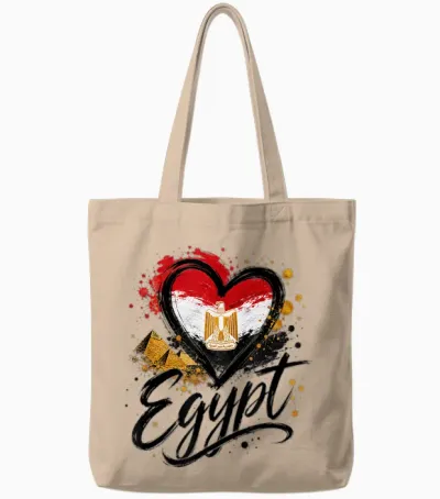 Drapeau Pyramide En Forme De Cœur Avec Inscription « I Love Egypt » Tote Bags - Natural