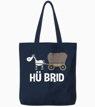 Hü Brid Funny Hybrid Car / Horse T-Shirt, Black Tote Bags - Navy