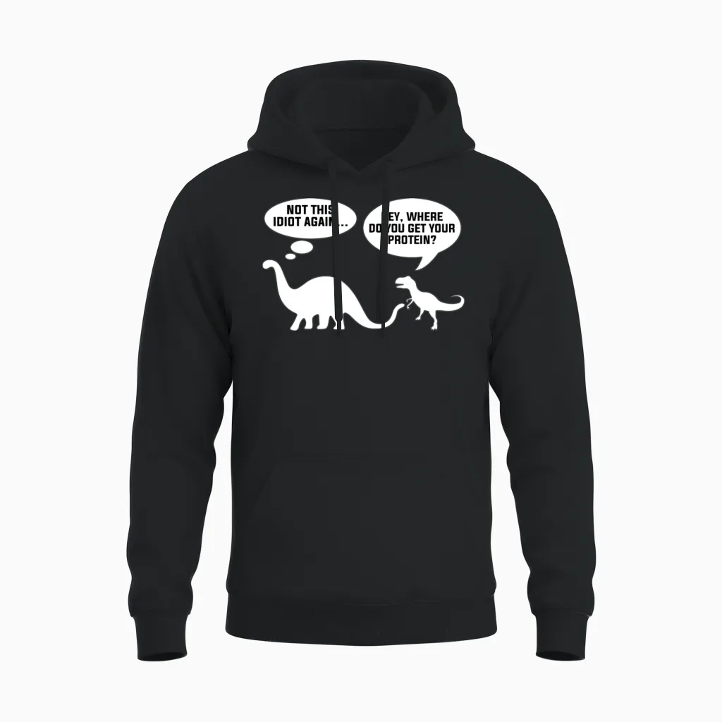 Funny Vegan Dino Unisex Hoodie in Black
