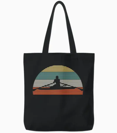 Rowing Rower Vintage Tote Bags - Black