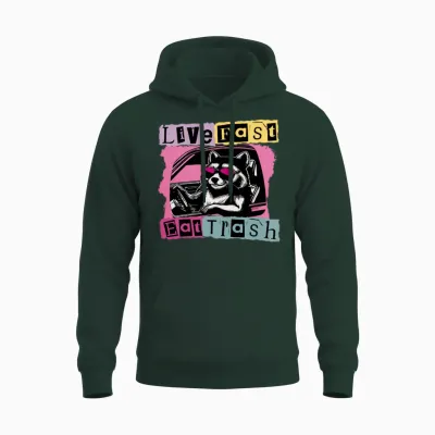 Funny Raccoon Lfet Unisex Hoodie - Forest