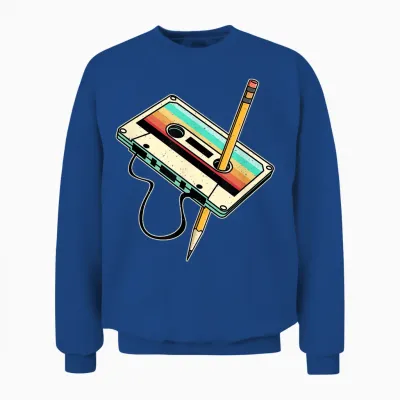 80s 90s Retro Party Costume Nostalgia Cassette Unisex Sweatshirt - Royal