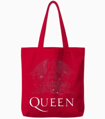 Official Classic Queen Logo White Tote Bags - Red