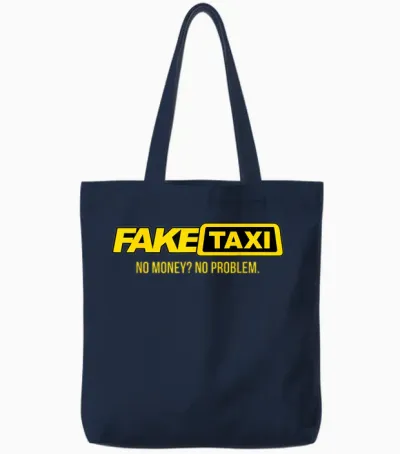 Funny Fake Taxi Driver Clothing - Unisex Adult T-Shirt - Black - S - Short Sleeve Tote Bags - Navy