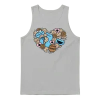 Sesame Street Design Heart Cookie Monster Unisex Tank Top - Ash – 1