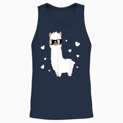 Llama Alpaca Hearts - Animal Lama Farmer Alpaca Unisex Tank Top - Navy