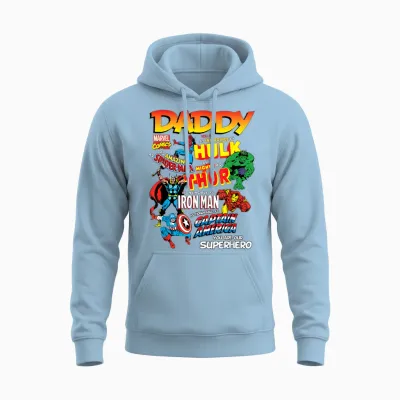 Marvel Comics Our Dad Superhero Unisex Hoodie - Light Blue
