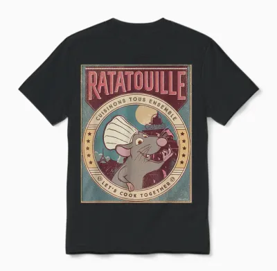 Disney and Pixar’s Ratatouille Chef Remy Let’s Cook Together Unisex T-Shirt - Black