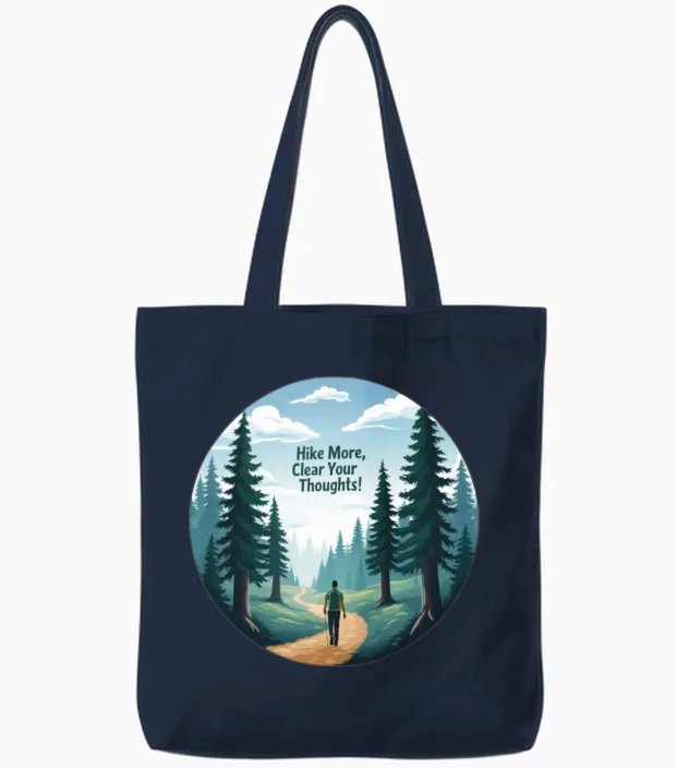 Hike More Clear Your Thoughts - Hiking Tote Bags in Navy