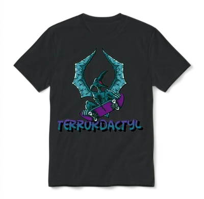 Terrordactyl Scary Pterodactyl Skateboarding Horro Unisex T-Shirt - Black