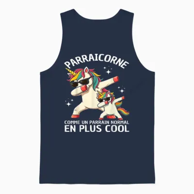 Parraicorne Funny Godfather Gift Unicorn Dab Unisex Tank Top - Navy