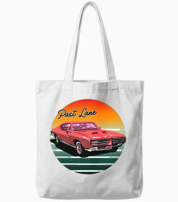 Past Lane Retro Muscle Car Cars & Tote Bags - White