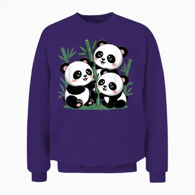Bamboo Forest Panda Cute Unisex Sweatshirt - Purple