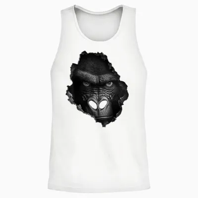 @n!mal Gorilla Gesicht Wand Tier Druck Kunst Tierliebhaber Gorilla T-Shirt Damen & Herren Schwarz Klein Eu 38-40 Unisex Tank Top - White