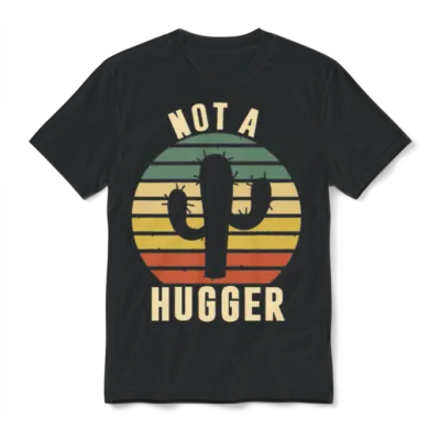 Not a Hugger Retro Funny Unisex T-Shirt - Black