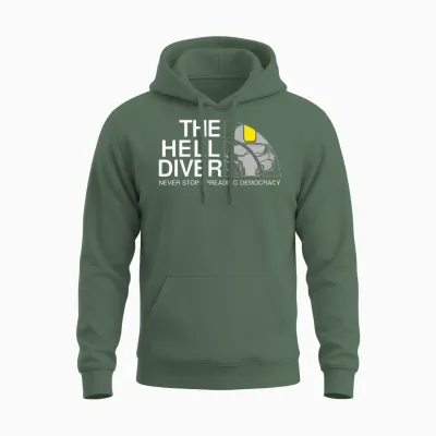Never Stop Spreading Democracy Divers for Freedom Hell Game Unisex Hoodie - Military Green