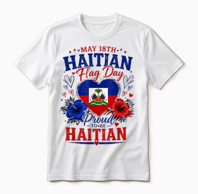 Happy Haitian Flag Day Proud Haiti Unisex T-Shirt in White