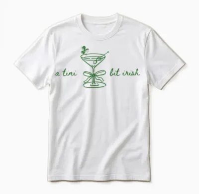 Funny Retro a Tiny Bit Irish Cocktail Lovers St Patricks Day Unisex T-Shirt - White