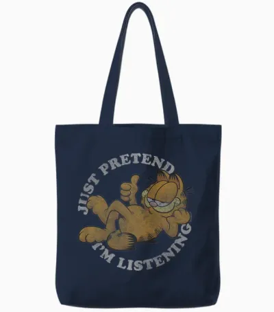Garfield Just Pretend I'm Listening Tote Bags - Navy