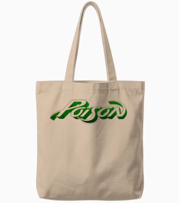 Offizielles Poison Logo Rock Band Heavy Metal Glam Retro Tote Bags in Natural