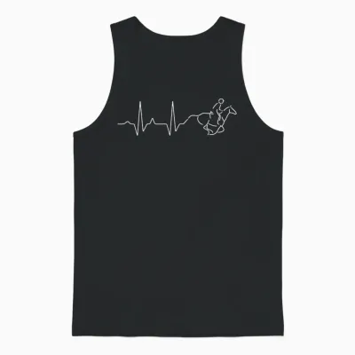 Herzschlag Reiten Puls Pferde Geschenk Frequenz Unisex Tank Top - Black
