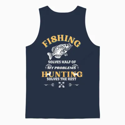 Funny Fishing Unisex Tank Top - Navy