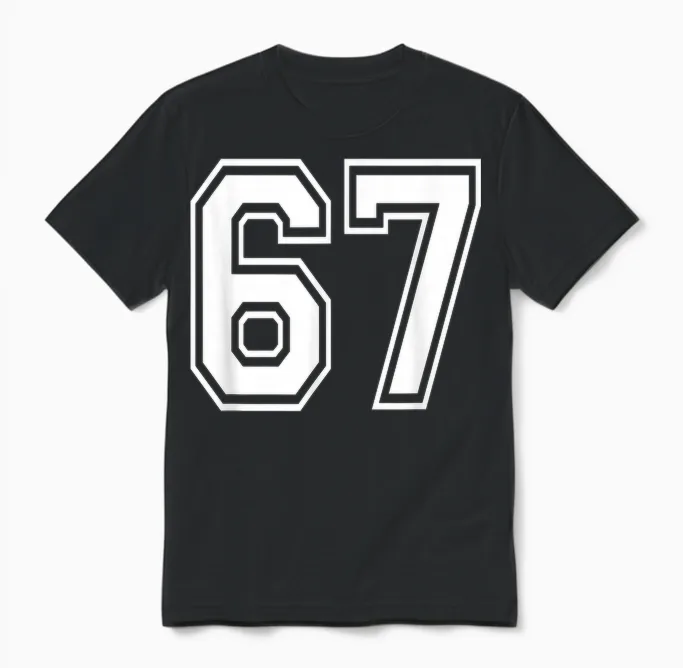 Number 67 Numbered Uniform Sports Jersey Team 67th Birthday Unisex T-Shirt in Black