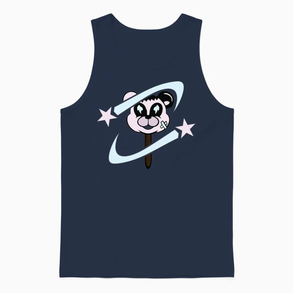 Cute Star Bear Wildlife Gift Unisex Tank Top in Navy