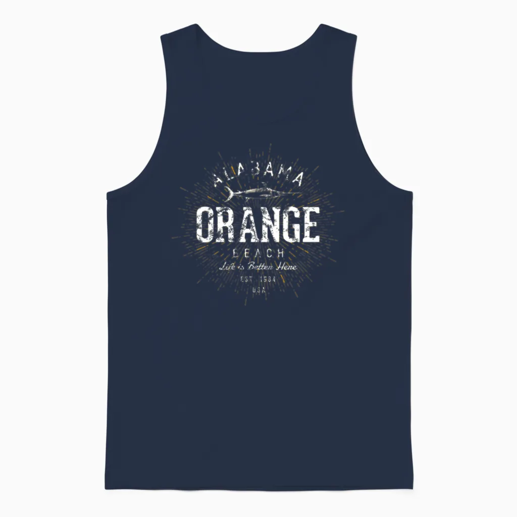 Retro Vintage Orange Beach Summer & Gift Unisex Tank Top - Navy
