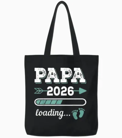 Papa 2026 Loading Zukünftiger Papa Werdender Vater 2026 Tote Bags - Black