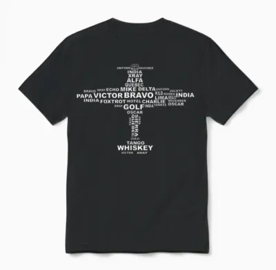 Full Phonetic Alphabet Shirt | Cute Plane Letters Tee Gift Unisex T-Shirt - Black