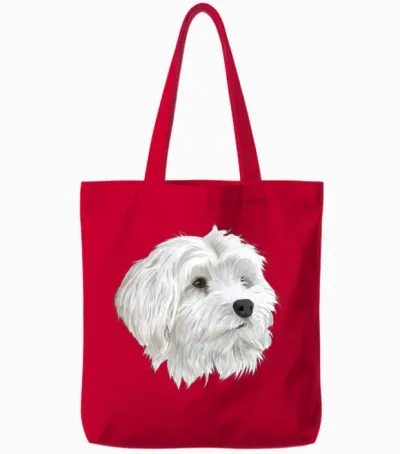 Maltese Dog Tote Bags - Red