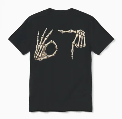 Six Seven 6 7 Meme 67 Skeleton Hand Halloween Costume Unisex T-Shirt - Black