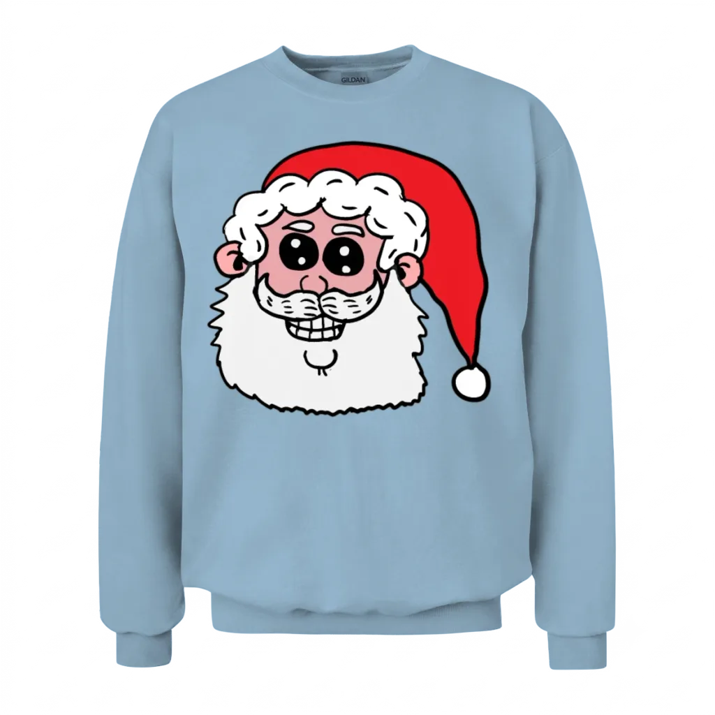 Funny Santa Head β Christmas Gift Unisex Sweatshirt - Light Blue