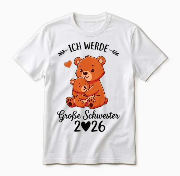 Kinder Ich Werde Große Schwester 2026 Unisex T-Shirt in White