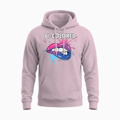 Bi-Colored Bisexual Rainbow Pride Bisexuality Lgbt Unisex Hoodie - Light Pink
