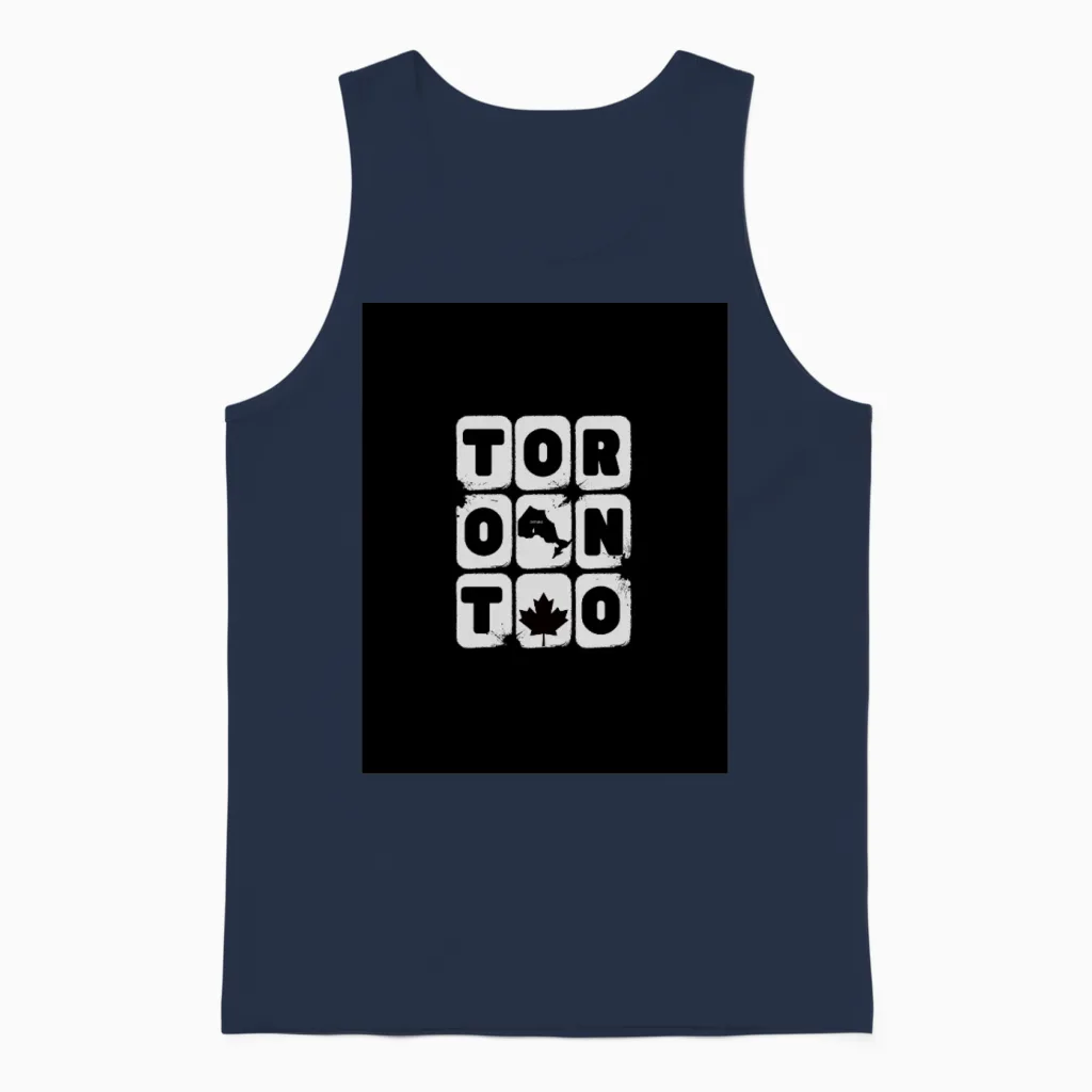 Toronto Explore Travel Illustrative Quote Unisex Tank Top in Navy