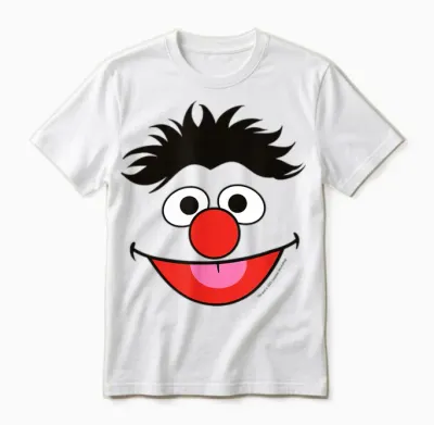 Sesame Street Ernie Character Face Unisex T-Shirt - White
