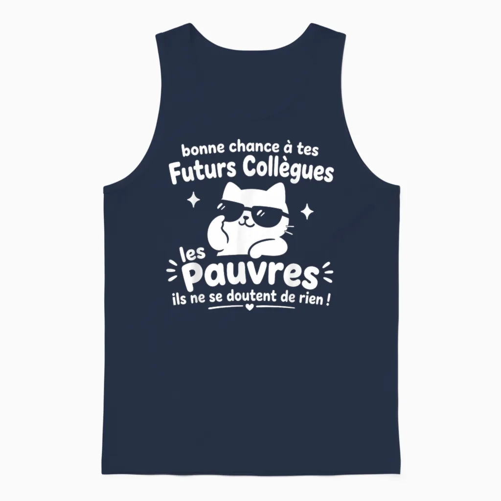 Bonne Chance Nouveau Travail Humour Pot De Départ Collègue Unisex Tank Top in Navy