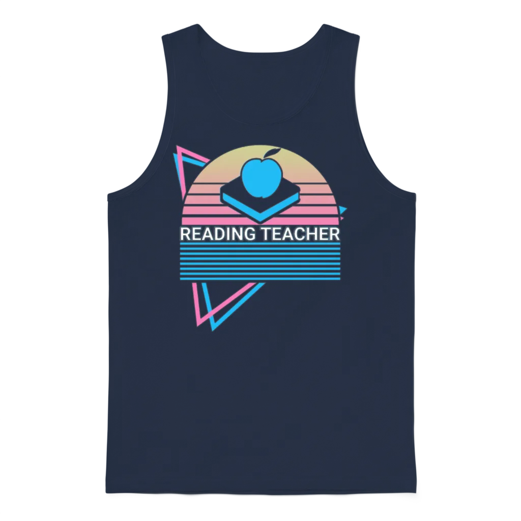 Reading Teacher Retro Teachers Unisex Tank Top - Navy