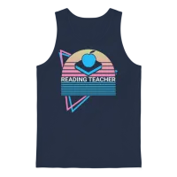Reading Teacher Retro Teachers Unisex Tank Top - Navy – 1