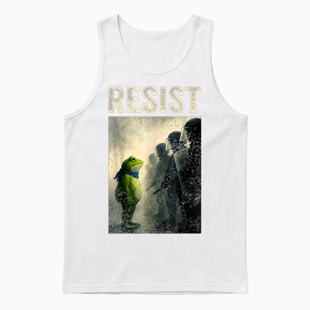 Resist Frog Portland Frog Protest Unisex Tank Top in White